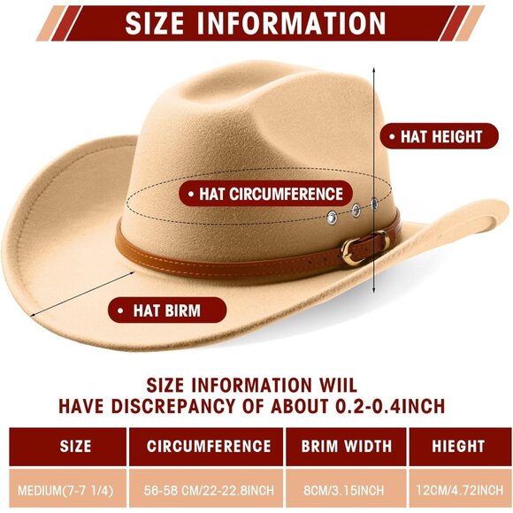 Cowboy Hat Felt Wide Brim Cowgirl Hats with Belt for Women Men Outdoor main image 4
